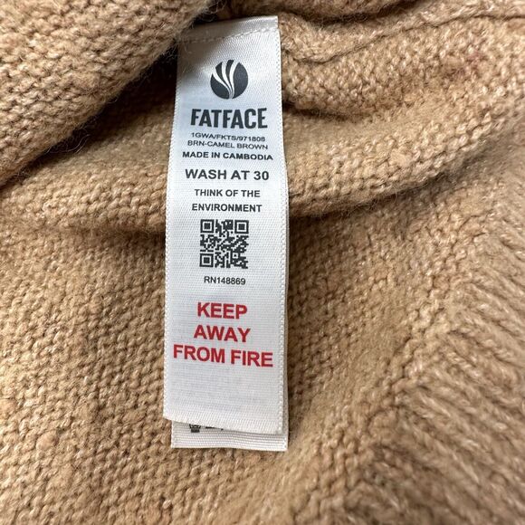 Fat Face Sweater Size US 6 UK 10 Jumper Crochet Detail Burnt Tanish Color - Picture 11 of 16